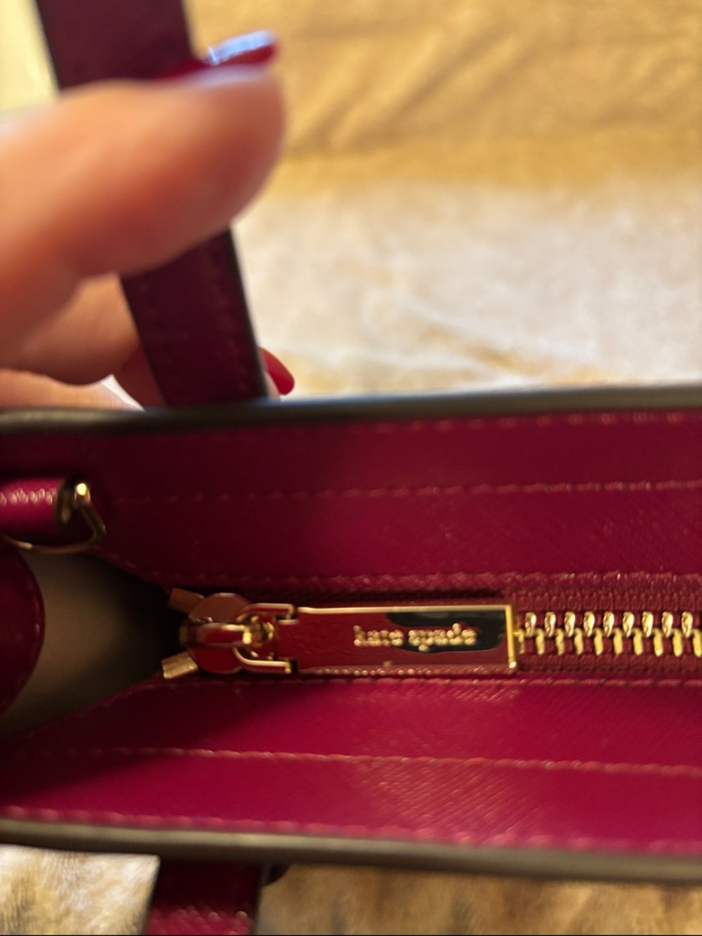 Kate Spade New York Kenzie Small Tote Dark Raspberry Patent Leather - Picture 15 of 16
